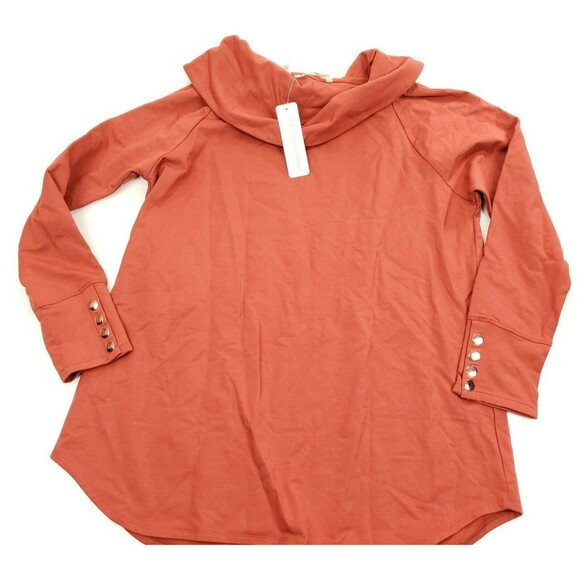 Soft Surroundings Women's Size L Valerie Pullover Tunic Cowl Neck Burnt Orange - Picture 2 of 7
